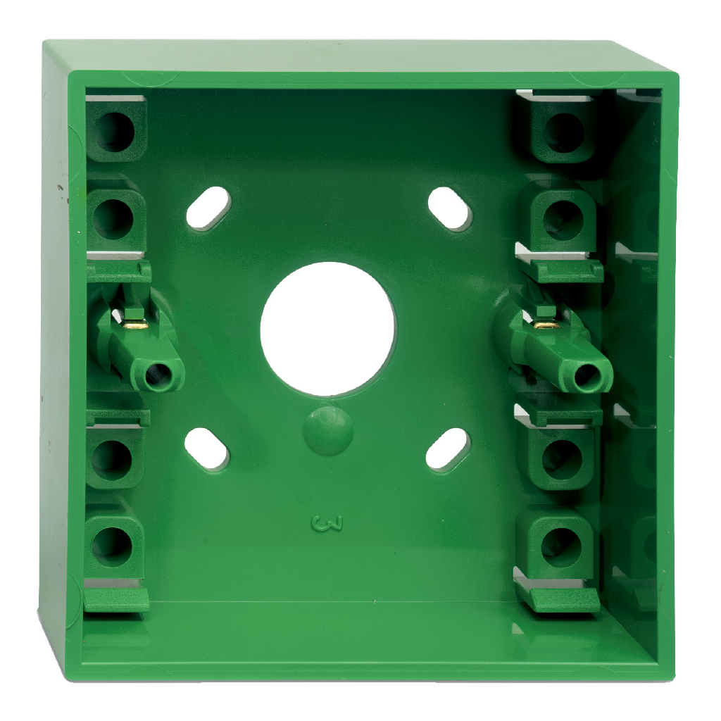Caja de montaje en superficie sin conectores para pulsador convencional. Verde Kidde/Aritech