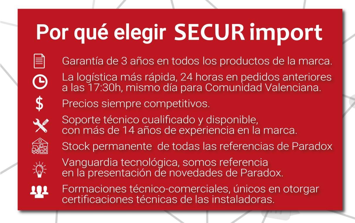 Ventajas competitivas eligiendo Securimport en la distribución de Paradox 