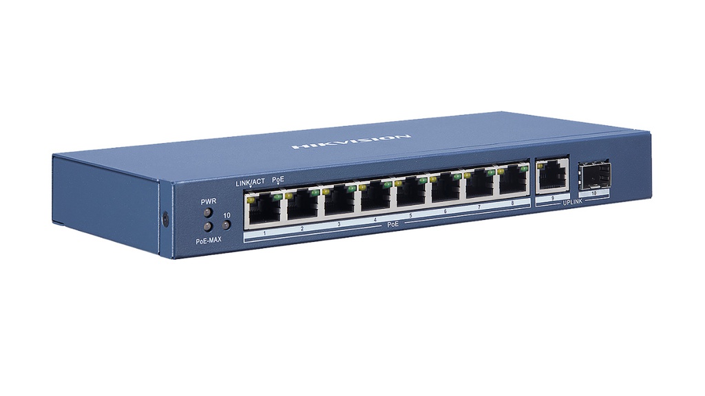 Switch POE Gigabit de 8 puertos Layer 2 Hikvision