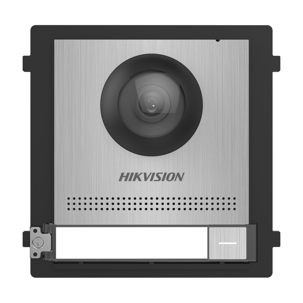 Unidad exterior con cámara para videoportero IP Hikvision botón de llamada acabado en acero inoxidable superficie/empotrado