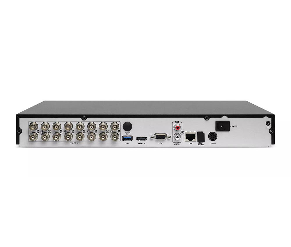 Videograbador DVR 16 canales 4MP Hikvision 5 en 1 (AHD, HD-TVI, HD-CVI, Analógico CVBS e IP) H.265+ 2HDD 1E/S Audio 