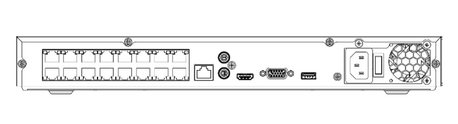 Grabador NVR IP 16CH 8MP 16PoE 160/80Mbps 2HDD E/S Audio Hikvision  