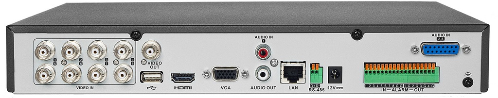 Grabador DVR 5en1 8CH + 2IP 6MP Acusense Analítica Vídeo Audio vía coaxial 8E/4S Alarma 1HDD 10TB Hikvision