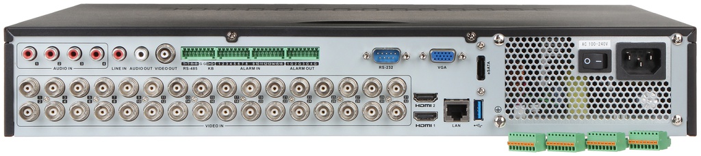 Videograbador DVR 32ch 5en1 4MP Lite 16 IP H.265+ POS 4HDD Hikvision VCA E/S Audio Alarma