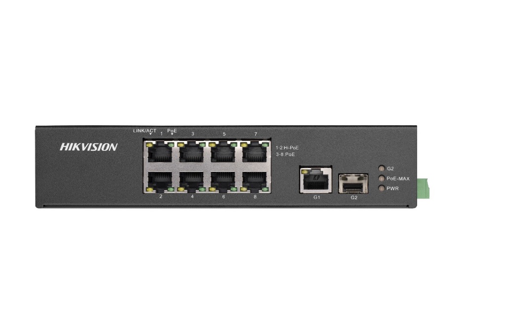 Switch Hi-PoE no administrado de 8 puertos 100M Hikvision