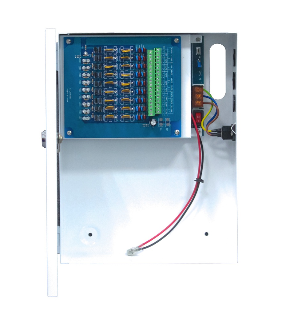 Fuente de alimentación CCTV 12V 20A 18 Salidas Conexión Batería 20Ah (no incluida) Folksafe