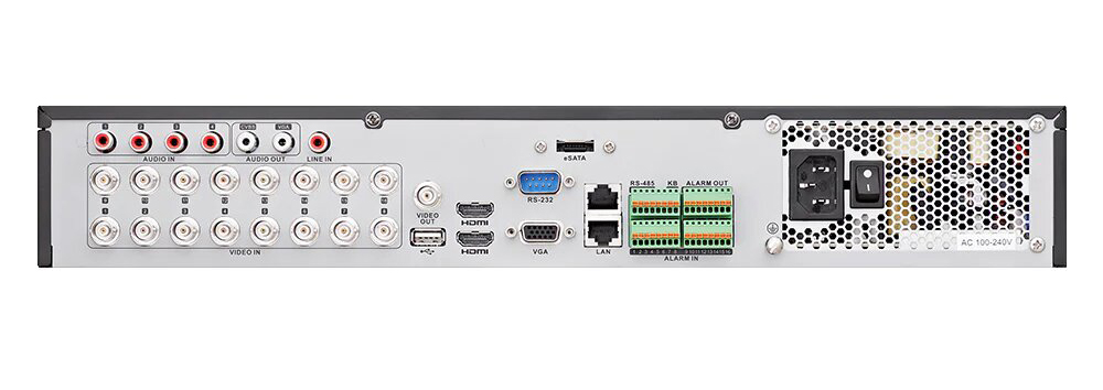 Grabador DVR 5en1 16CH 4K 1.5U Acusense 4xHDD Audio 4/2 Alarma 16/4 Hikvision