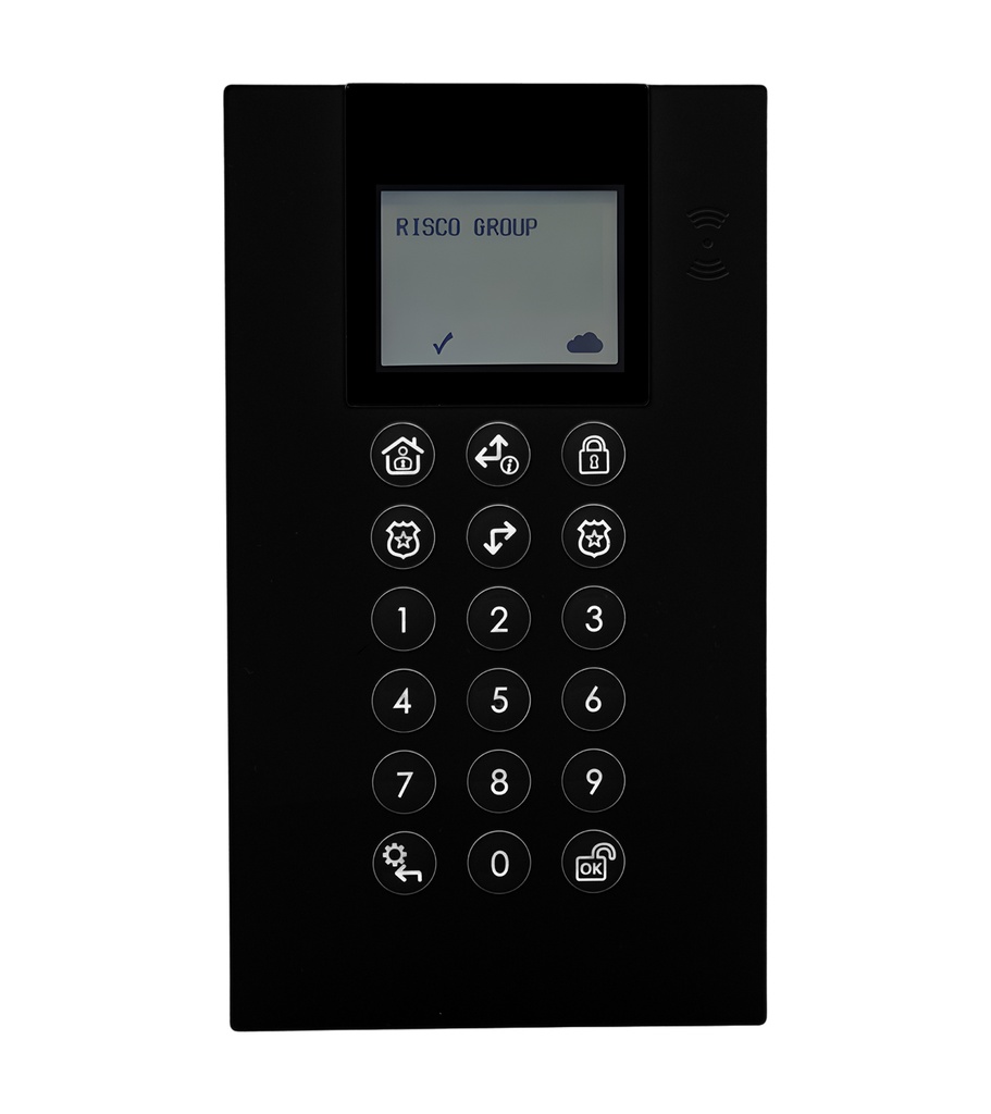 Teclado Panda inalámbrico bidireccional de Grado 2 para LightSYS+/Air con lector de proximidad 13,56MHz para sistemas 868MHz, color negro