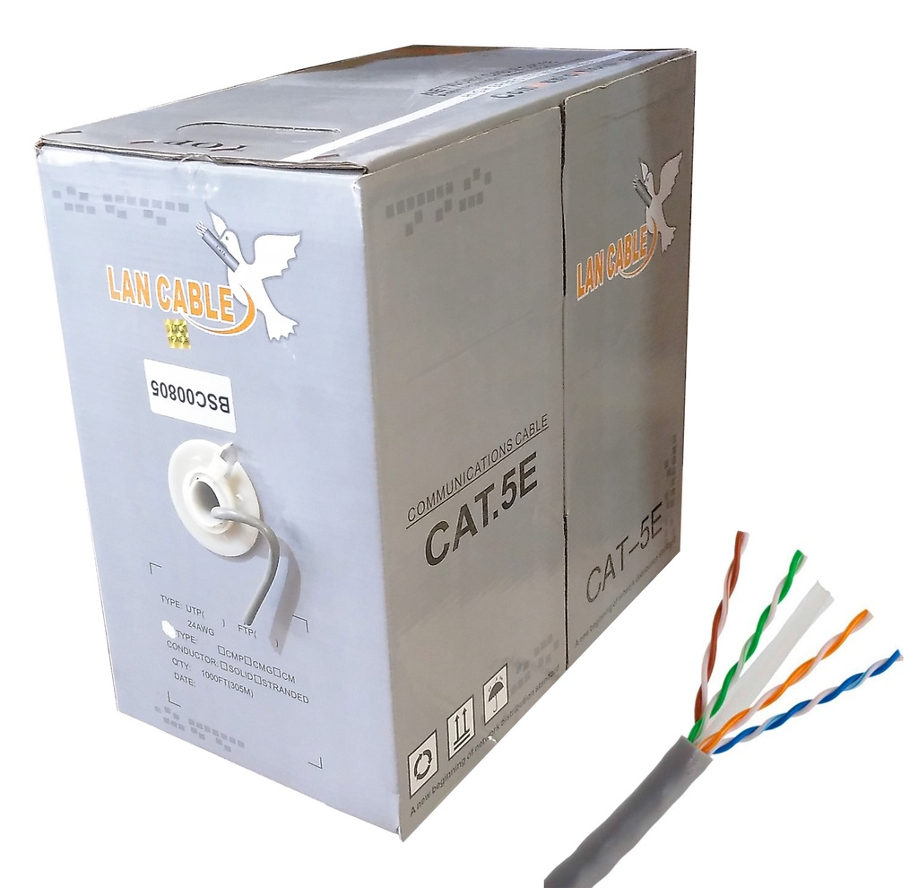 Bobina en caja de 305m cable UTP CAT5e rígido
