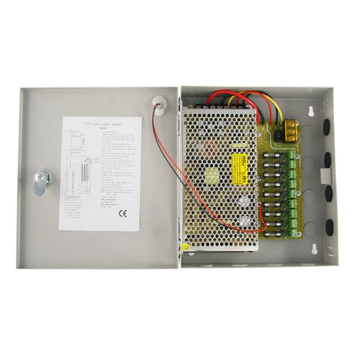 Power supply box with direct current supply for 9 cameras 10A