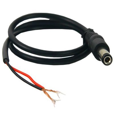 Connecteur standard mâle d'alimentation avec câble Rouge et Noir parallèle de 10 centimètres