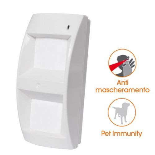Detector de exterior AMC de triple tecnología ( 2PIR + Microondas + Antimasking ). Inmune mascotas