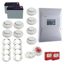 Fire Kit Unipos84 Zones. Control Panel + 1 Manual Call Point + 8 heat detector + 1 Siren + 2 Bat.