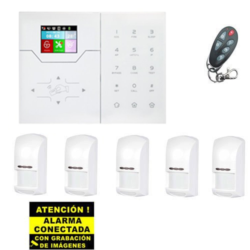 Kit de Alarma Táctil Bysecur WIFI. Central + 5 PIR + Mando