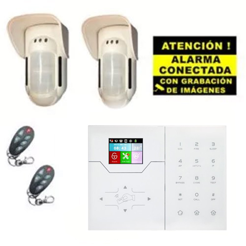 Kit de Alarma Táctil Perimetral Bysecur IP WIFI. Central + 2 Volumétricos de exterior + 2 Mandos