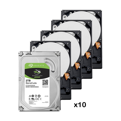 Pack de 10 discos duros de 2 Tb ( 2048 Gb ) Seagate Skyhawk.