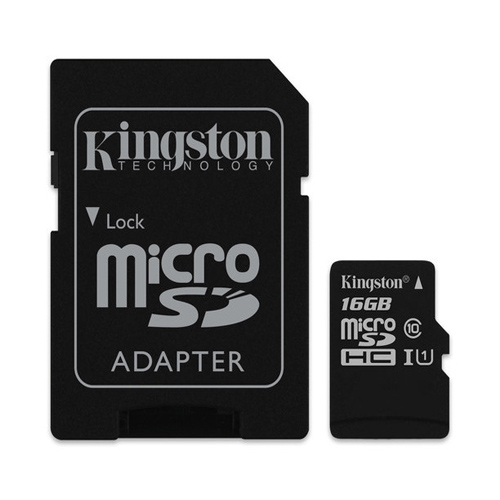 Carte mémoire MicroSD 16Gb avec adaptateur pour SD inclus