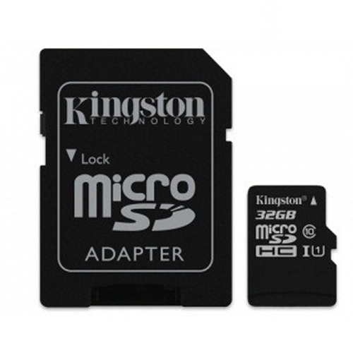 MicroSD memory card 32GB with SD adapter slot included
