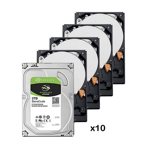 Pack de 10 Disques Durs de 3Tb ( 3072 Gb ) Seagate Skyhawk.