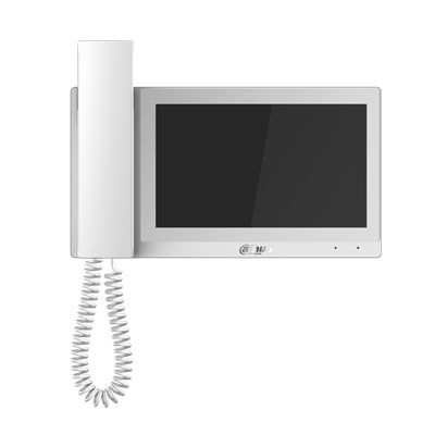 Monitor Interior Dahua 7" con auricular para Videoportero IP Pantalla Táctil PoE SD 6E 1S Alarma Blanco