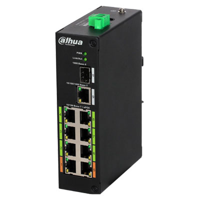 Switch Rango Temp Extendida ePoE 8 puertos 10/100 +  1 Uplink Gigabit + 1 SFP 802.3at 120W Layer 2 - Modo ePoE 800m