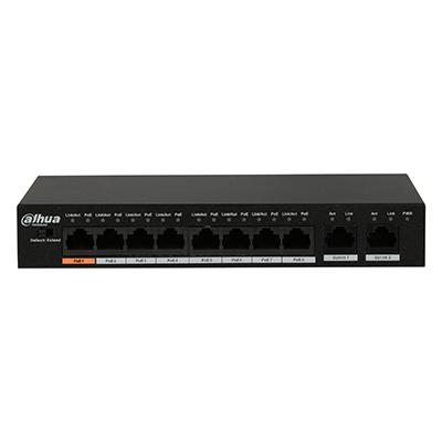 Switch Hi-PoE 8 ports 10/100 + 2 Uplink Gigabit 96W 802.3at Layer 2 – Mode CCTV 250m