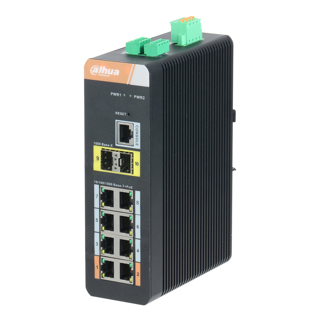 Switch Industrial 8 puertos Gigabit PoE + 2 puertos Gigabit Manejable Layer2
