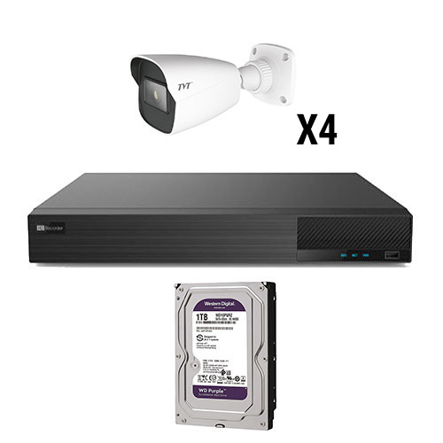 Kit CCTV 4 Caméras Bullet TVT 1080p Préconfiguré