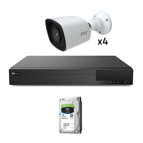 Kit CCTV 4 cámaras Bullet Preconfigurado TVT 1080p