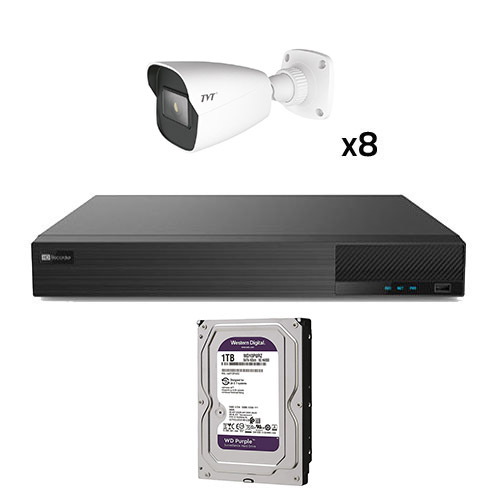 TVT Preconfigured CCTV Kit with 8 Bullet Cameras 1080p