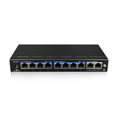 Switch PoE+ 8 puertos 10/100 + 2 Uplink Gigabit 120W 802.3af/at 6KV - Modo CCTV 250m