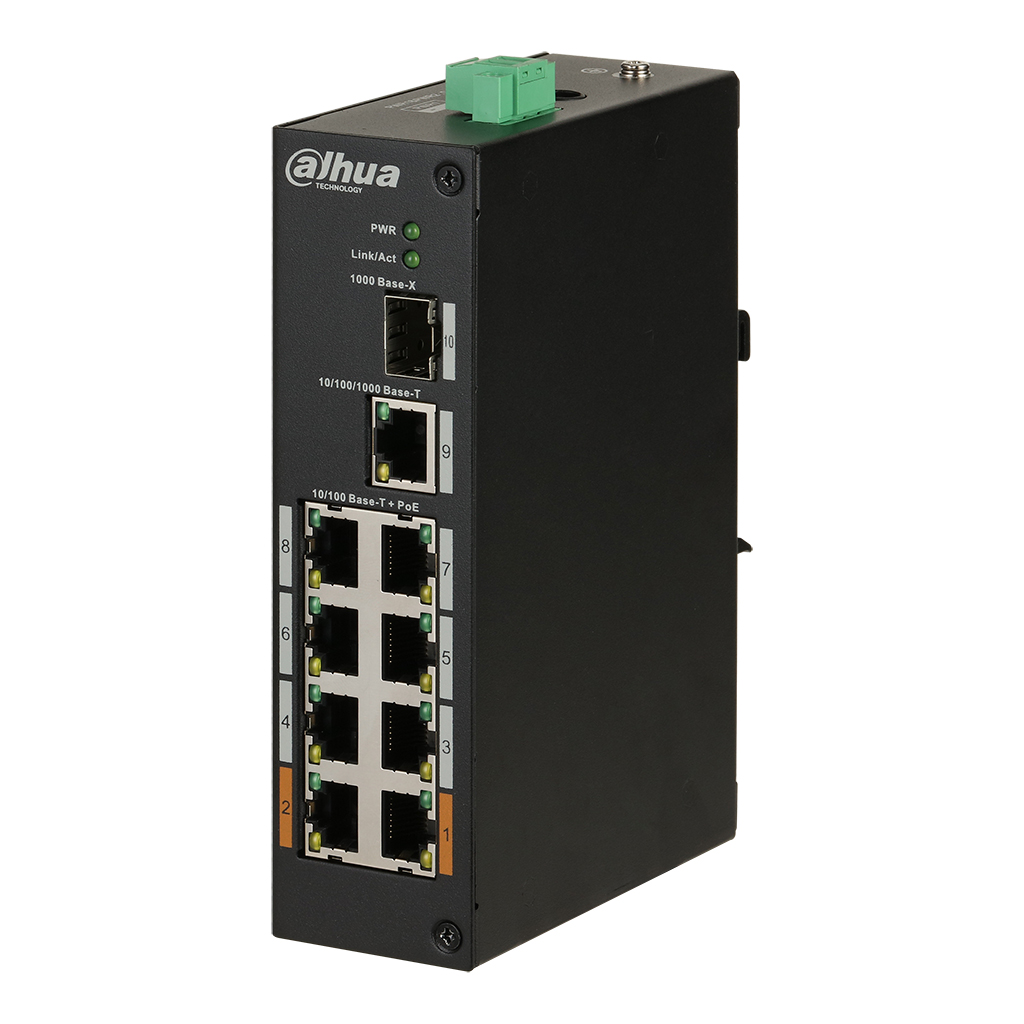 Switch Dahua Rang Temp Etendu 8 ports 10/100 +1 Uplink Gigabit +1SFP Layer 2 Hi-PoE 60W