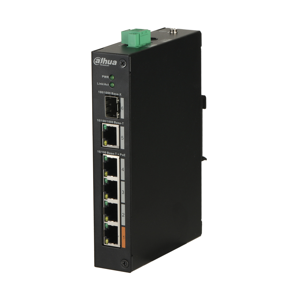 4-Port PoE Switch Wide Temp Range 10/100 +1 Uplink Gigabit +1SFP 60W 802.3at Layer 2