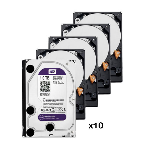 Pack de 10 disques durs de 1Tb ( 1024 Gb ) Western Digital Purple