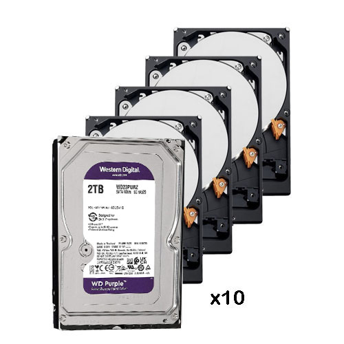 Pack de 10 disques durs de 2 Tb ( 2048 Gb ) Western Digital Purple