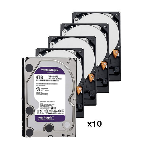 Pack de 10 discos duros de 4 Tb ( 4096 Gb ) Western Digital Purple