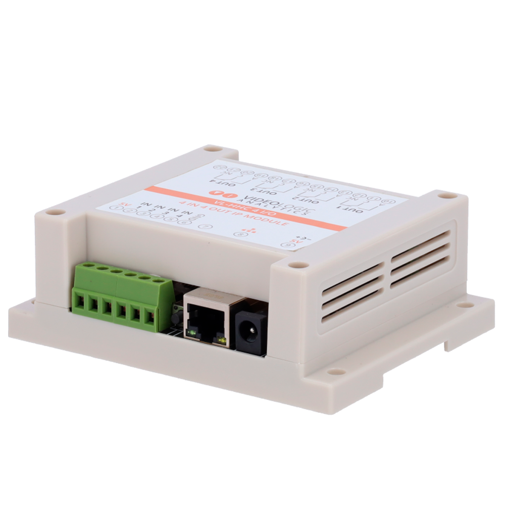 Módulo de relés IP Videologic  4 entradas digitales + 4 salidas Relé. Incluye alimentador 5V