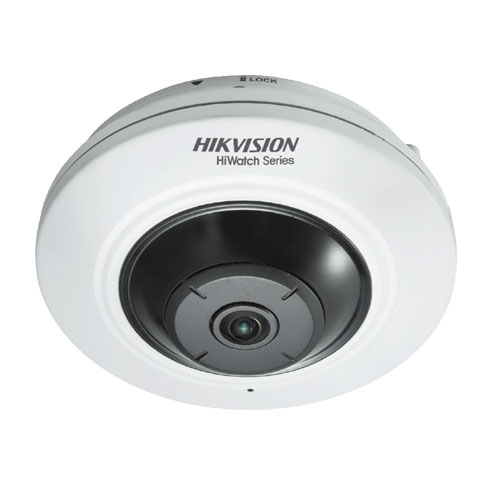 Cámara Fisheye IP 180° IR8 5MP E/S Audio Alarma PoE SD Hikvision 