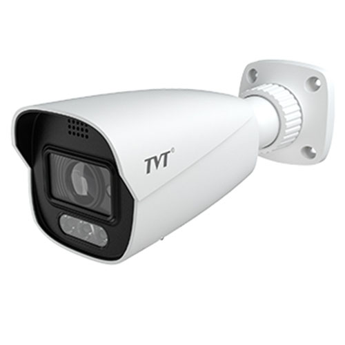 Cámara Tubular IP AI 5MP Disuasión Perimetral - Sonido Motorizada 2.8-12mm IR 50m IP67 TVT