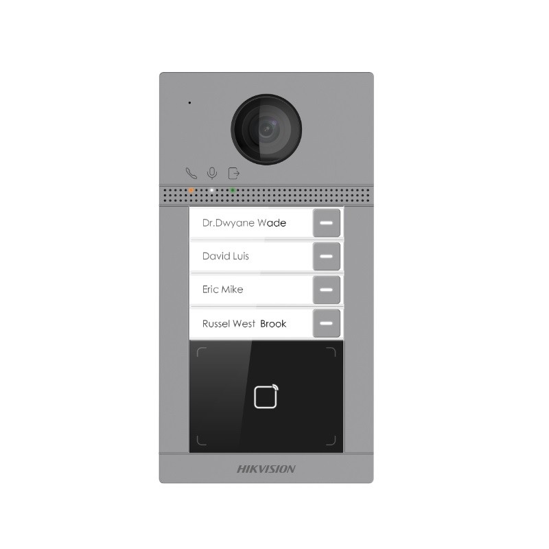 Module extérieur pour Portier Vidéo IP Hikvision, 4 boutons, Lecteur de carte Mifare, Montage en saillie
