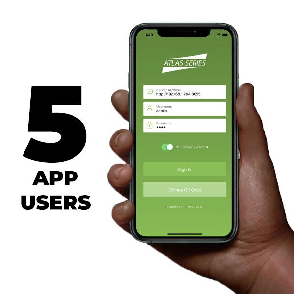 5-user license of APP Mobile. For Zkteco Atlas controllers