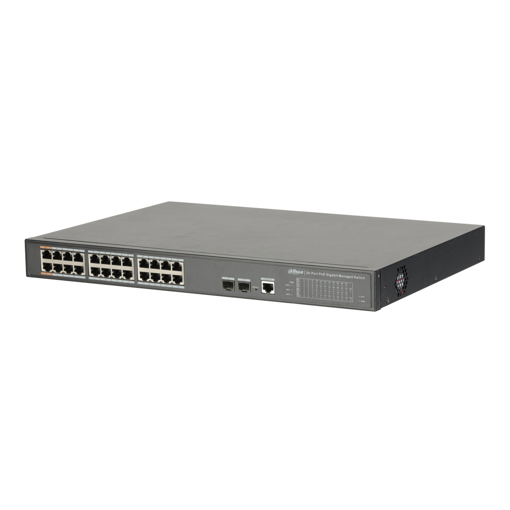 Switch PoE 24 puertos 10/100/1000 + 2 Uplink Gigabit SFP 360W 802.3at 2 Manejable Layer 2