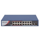 Switch Hikvision no gestionable 16 puertos PoE 10/100M RJ45, 1 puerto Gigabit RJ45, 1 puerto Gigabit SFP, 130W