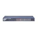 Switch Hikvision 24 puertos PoE 10/100M RJ45, 2 puertos Gigabit RJ45, 2 puertos Gigabit SFP, 370W No gestionable