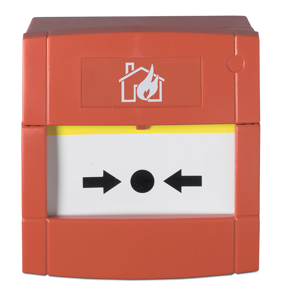 Pulsador convencional de alarma para montar en superficie Rojo Rearmable con llave de prueba Aritech