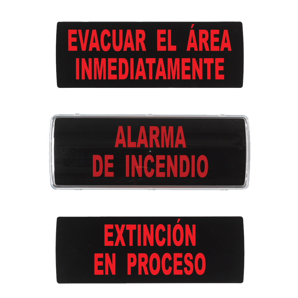 Rótulo iluminado Aritech de indicación de evacuación, extinción y alarma con zumbador de 90dB