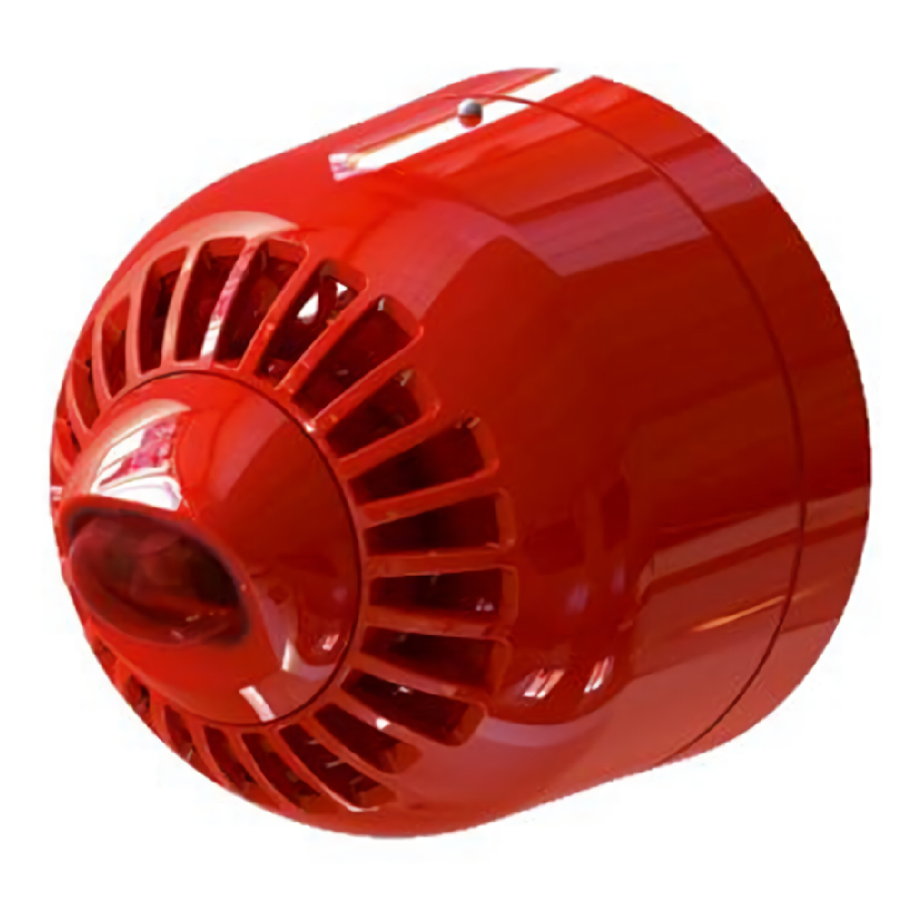 Sirena convencional y baliza Aritech de alarma de policarbonato para interior. Montaje en pared. Lámpara lanzadestellos rojo 85 a 97 dB