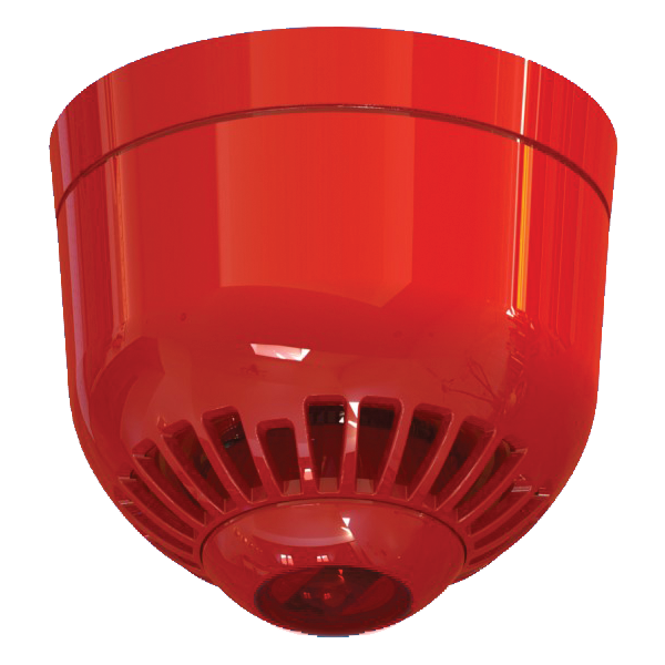 Sirena Convencional Aritech de policarbonato para interior. Montaje en techo. Lámpara lanzadestellos rojo 85 a 97 dB