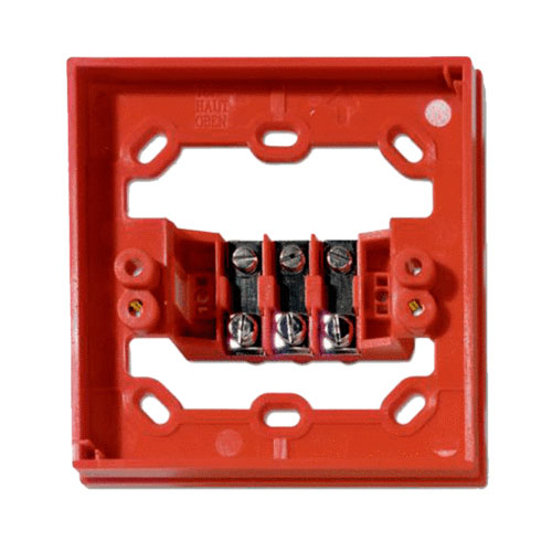 Back Box with connections for Kilsen Manual call Point,  Flush mount.  Red color
