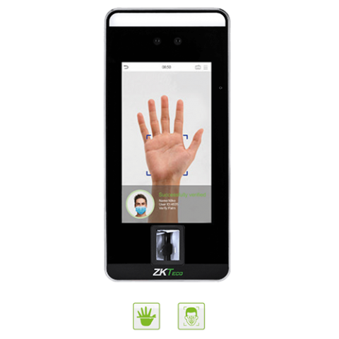 Terminal multi-biométrique ZKTeco avec reconnaissance faciale, palmaire et empreintes digitales